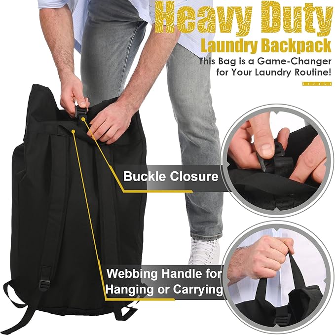 Backpack Laundry Bag, 115L Heavy Duty Extra Large College Laundry Backpack - Image 5