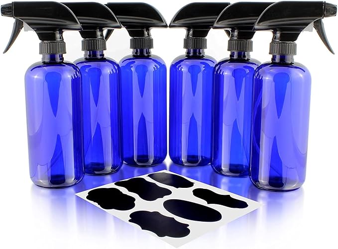 Cornucopia Brands 16oz Cobalt Blue PLASTIC Spray Bottles w/Heavy Duty Mist & - Image 9