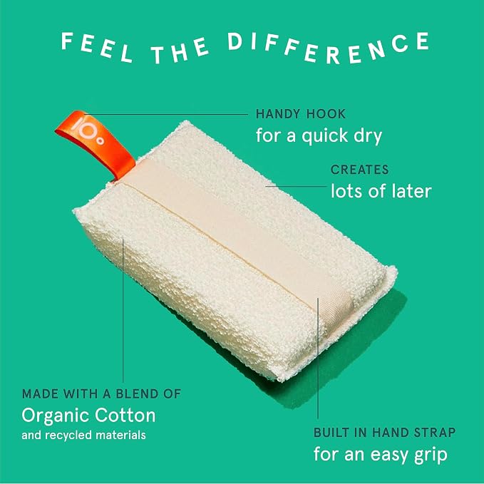 Cleanlogic Organic Cotton Exfoliating Body Scrubber, Reusable Exfoliator Tool - Image 2