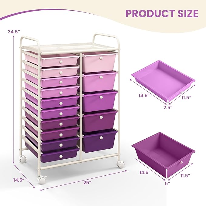 GOFLAME 15-Drawer Rolling Storage Cart, Utility Cart - Image 3