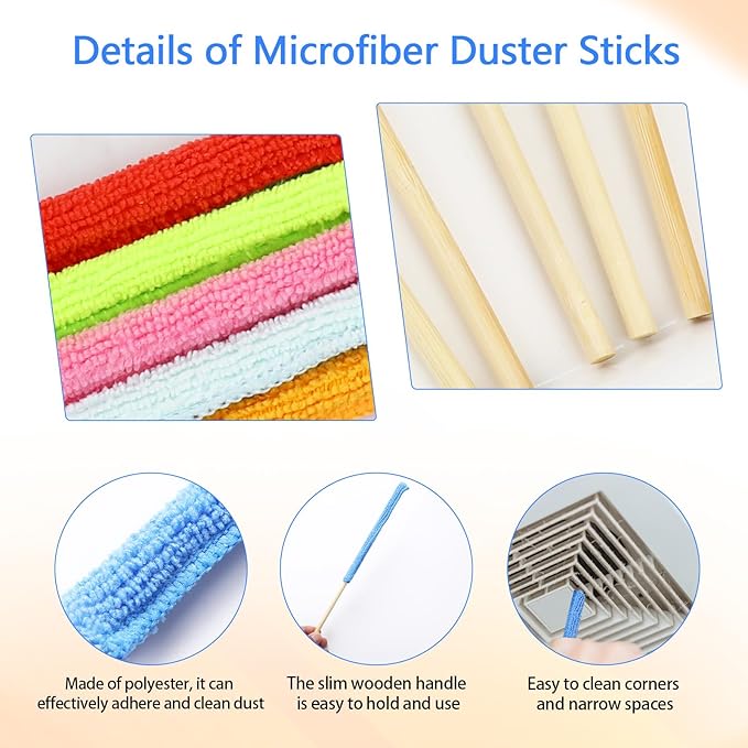 12 Pcs Microfiber Detail Duster Sticks Fan Cleaning Brush Crevice Cleaning Tool - Image 3
