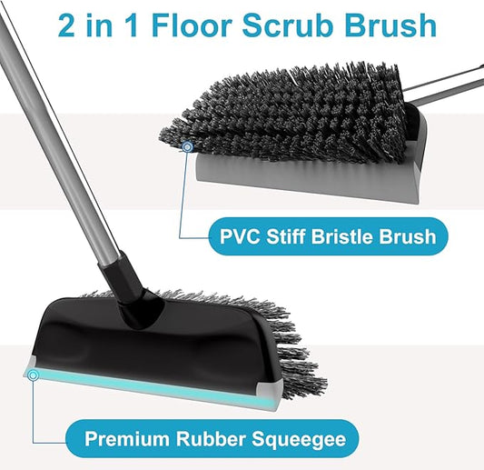 ITTAR Scrub Brush with Long Handle, Heavy-Duty Floor Cleaning Brush, 2-in-1 - Image 2