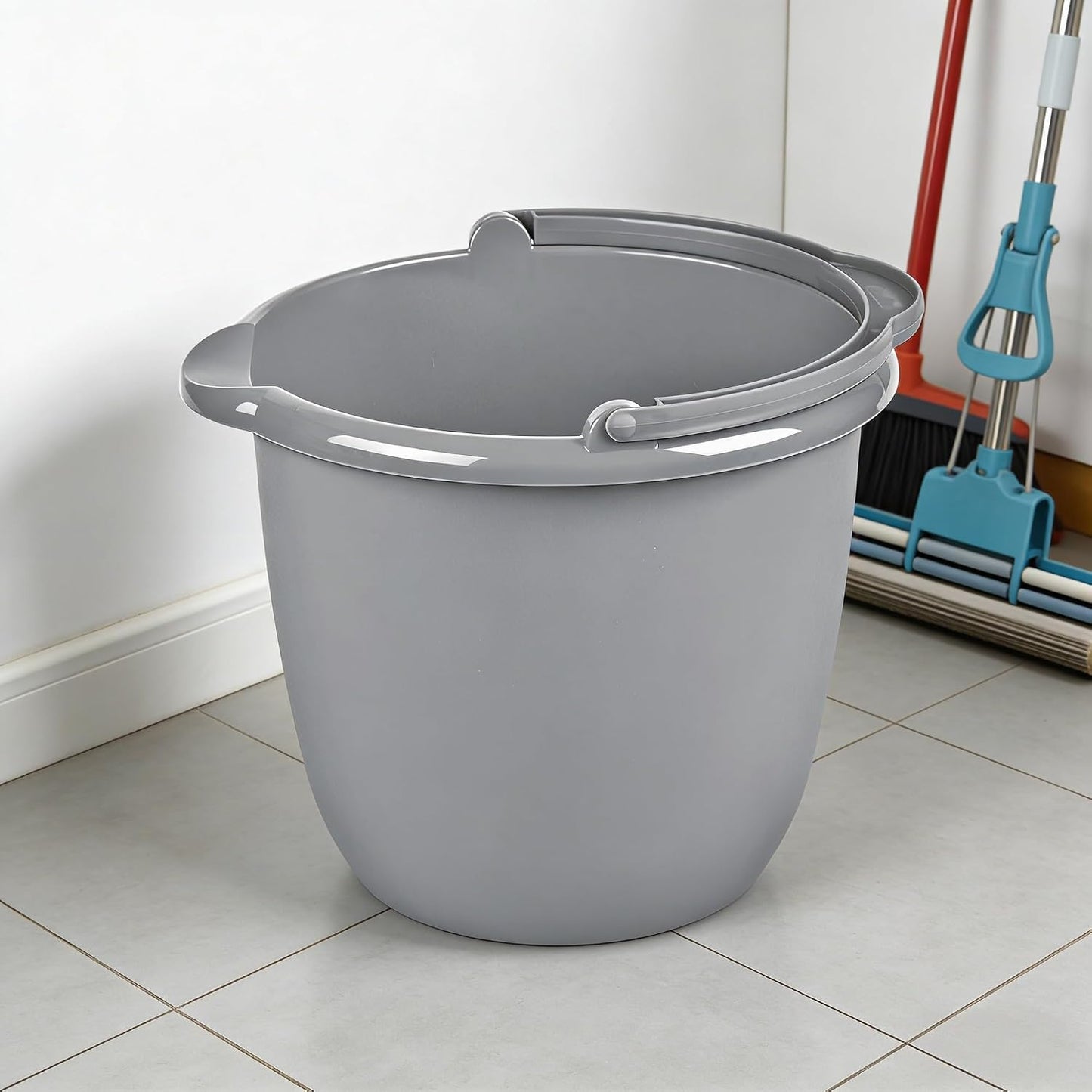 10 Qt. Spout Pail Classic Titanium, Gray Plastic Bucket with Pour Spout & Comfort Grip Handle, Ideal for Household Cleaning, Mopping, Washing Cars and Gardening