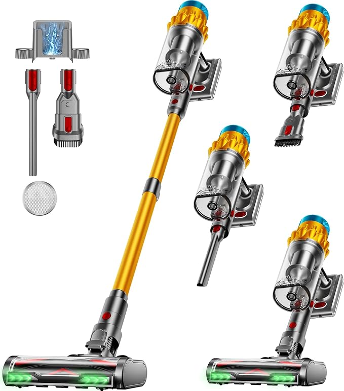 Cordless Vacuum Cleaner, 600W/50KPA, Max 70 Mins Runtime, Self-Standing Vacuum by AIDTIPS