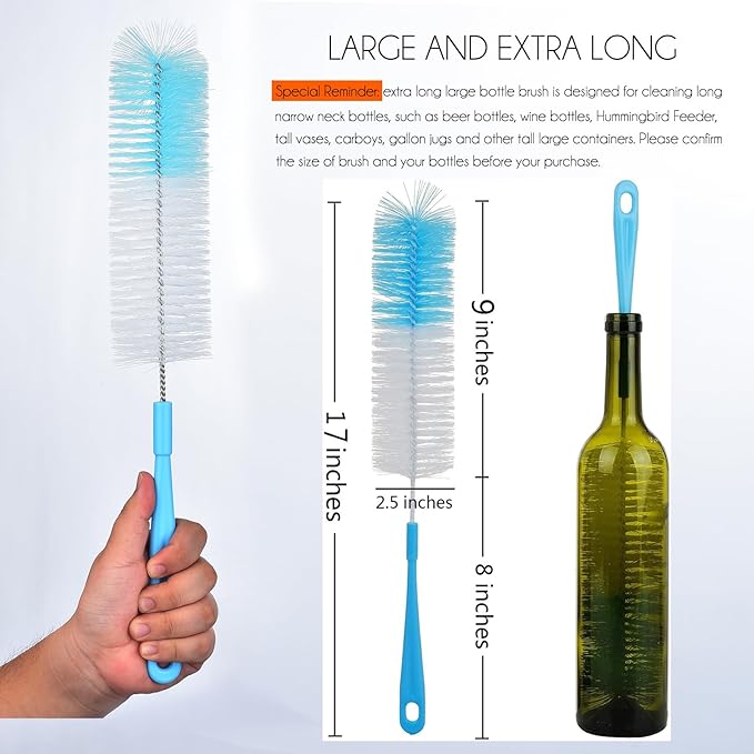 3-Pack Long Bottle Cleaning Brush - Image 2
