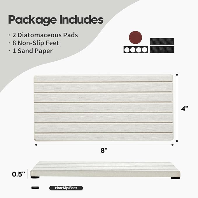 2 Pack Greige Bathroom Sink Vanity Trays, Diatomite Stone Kitchen Counter Caddy - Image 5