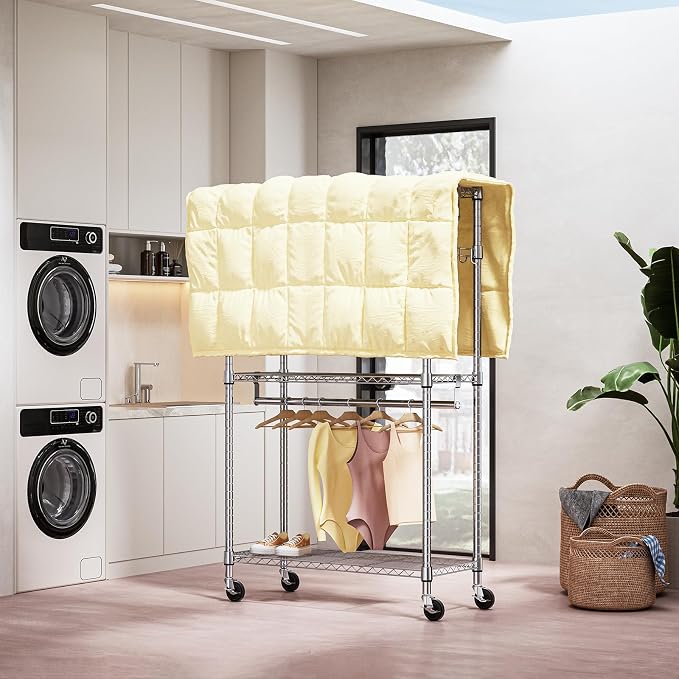 Heavy Duty Rolling Garment Rack 3 Tiers Adjustable Wire Shelving Clothes Rack - Image 3
