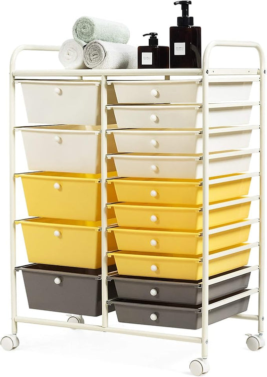 GOFLAME 15-Drawer Rolling Storage Cart, Utility Cart by GOFLAME