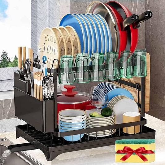 Dish Drying Rack, 2 Tier Large Dish Drying Rack by XLMYS