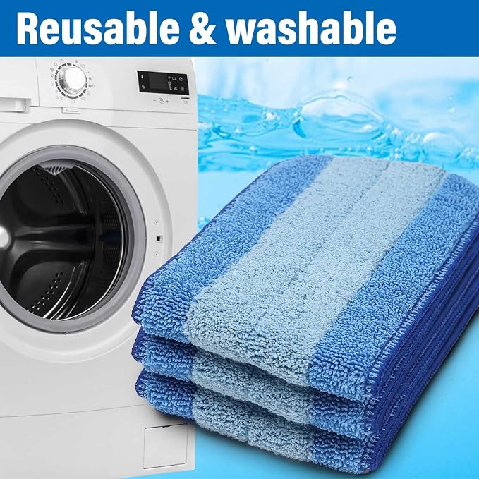 18 inch Mop Pads Refills, 3 Pack Microfiber Reusable Replacement Mop Pads Flat - Image 5