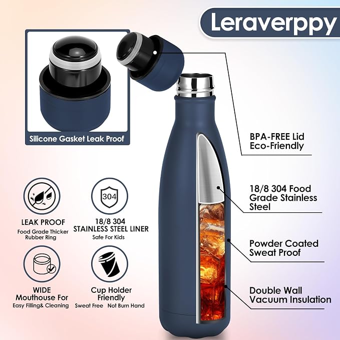 17oz Cola-Bottle Shaped Stainless Steel Leak-Proof Water Bottle, Double Wall - Image 4