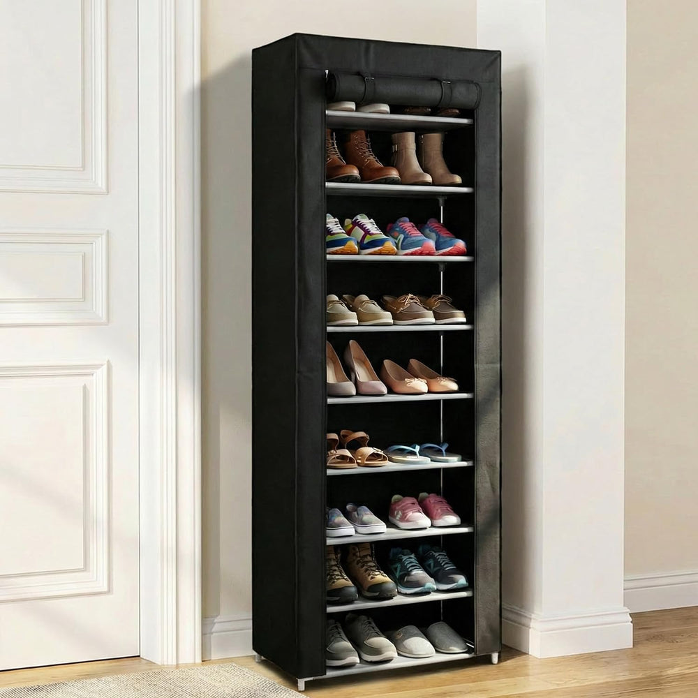 10 Tier Shoes Rack with Dustproof Cover, Shoe Storage Cabinet, Shoe Organizer...