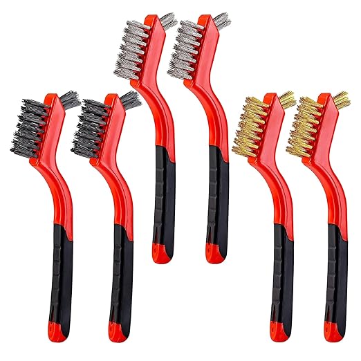 6Pcs Mini Wire Brush Set, Stainless Steel/Brass/Nylon Bristles Wire Brushes by YiwerDer