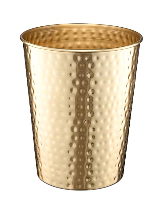 Monarch Abode Brushed Gold Hand Hammered Metal Wastebasket by MonarchAbode
