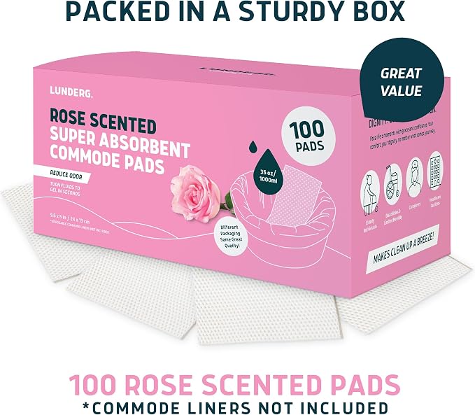 Lunderg Rose Scented Super Absorbent Commode Pads - Image 4