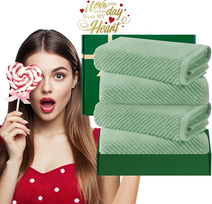 VOOVA & MOVAS Hand Towels for Bathroom Set of 4, Large 18" x 28", 100% Cotton | - Image 6