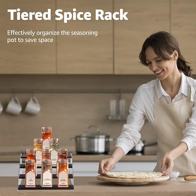 nianfeng Tiered Spice Rack, 4-Tier Spice Pantry Kitchen Cabinet Organizer - Image 5