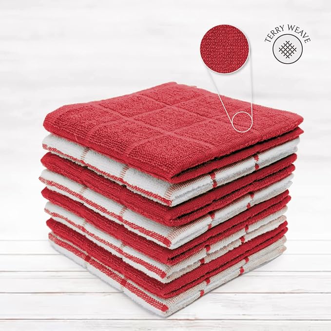 100% Cotton Terry Dish Cloth & Dish Towel, 6 Pack, Super Soft and Absorbent - Image 3