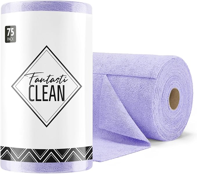 Fantasticlean Microfiber Cleaning Cloth Roll -75 Pack, Tear Away Microfiber by Fantasticlean