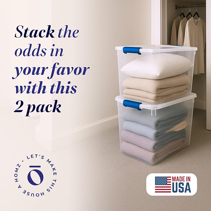 HOMZ 2-Pack Latching Lid, 112 Quart, and Office