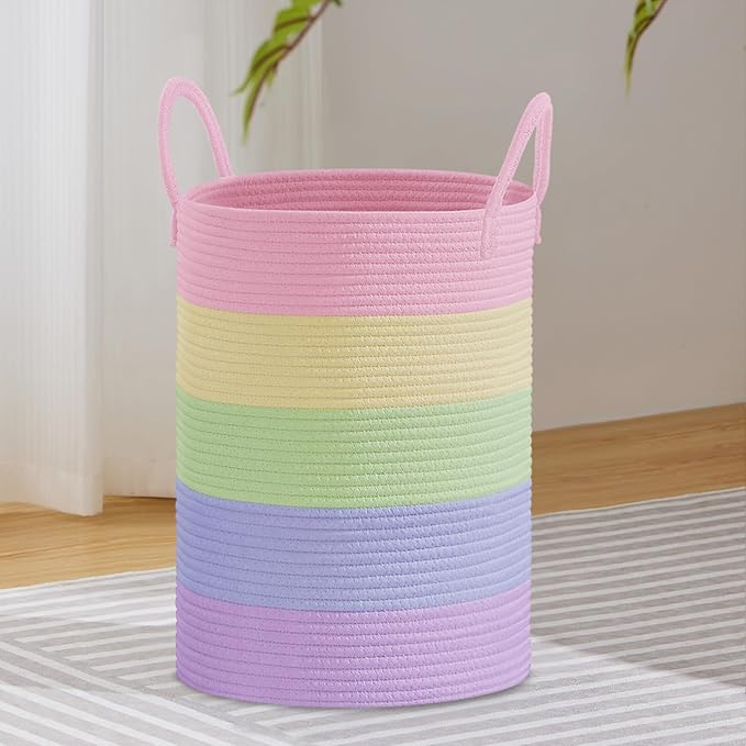 VIPOSCO Large Laundry Hamper, Tall Woven Rope Storage Basket by VIPOSCO