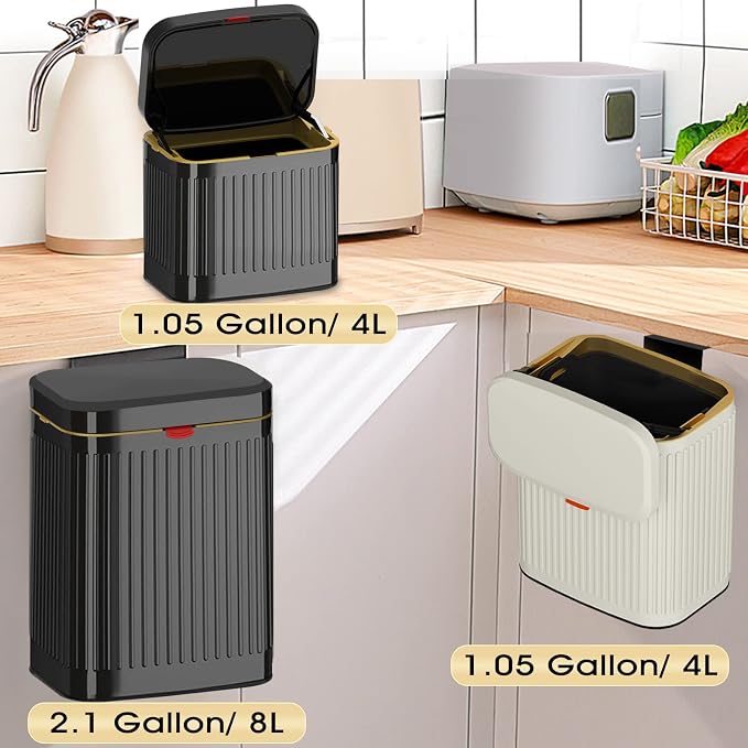 GloDeals Kitchen Trash Can for Counter Top or Under Sink, 1.05 Gallon Stainless - Image 7