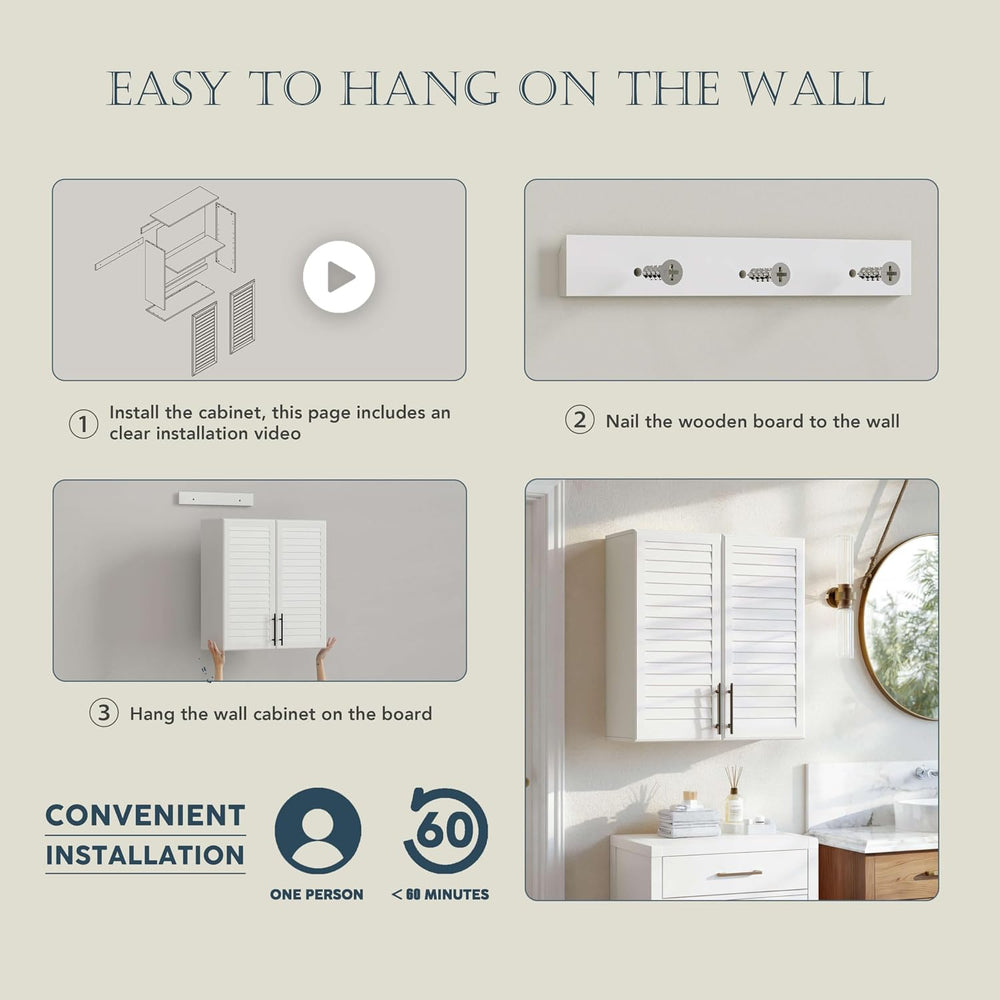 FIMELLO 59’’ Laundry Room Cabinets Wall Mounted, Kitchen wall Cabinet, Bathro...
