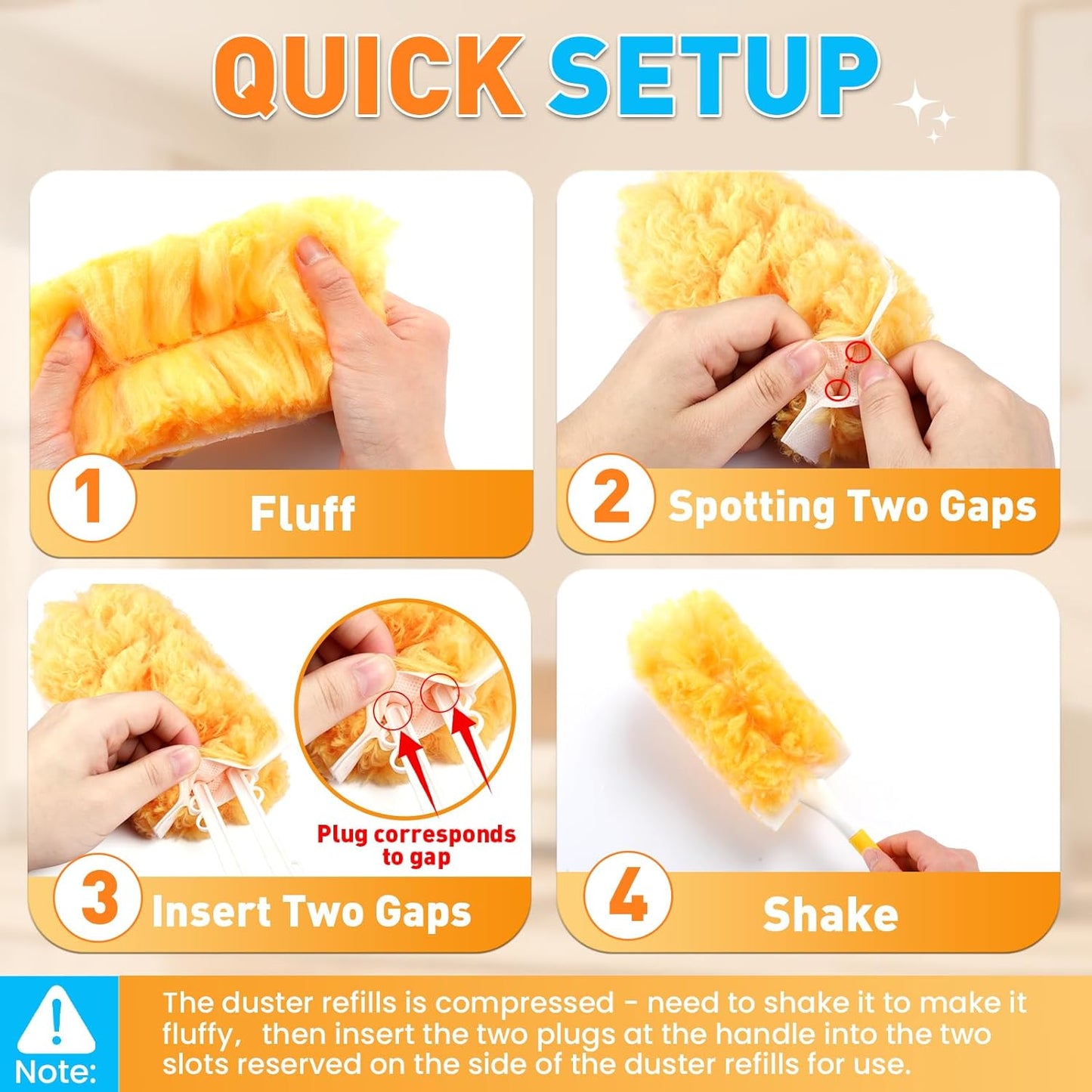 Alotiki Heavy Duty Duster Refills, 80 Count 360° Double-Sided Duster Refill and 2 Yellow Handle, Disposable Dusters Refill for Daily Dust Cleaning, Electronics, Furniture, Blinds, Ceiling Fans