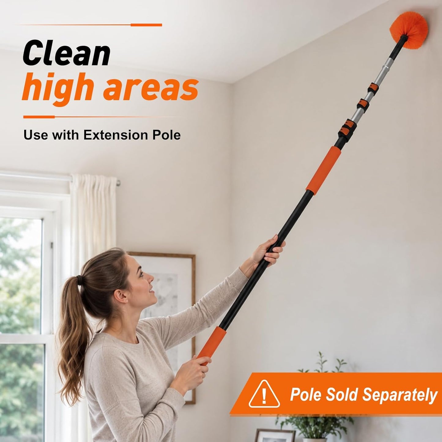 LAANPOLE Cobweb Duster, Spider Web Brush for Cleaning, Professional Ceiling and Corner Dusters for Outdoor Indoor Use
