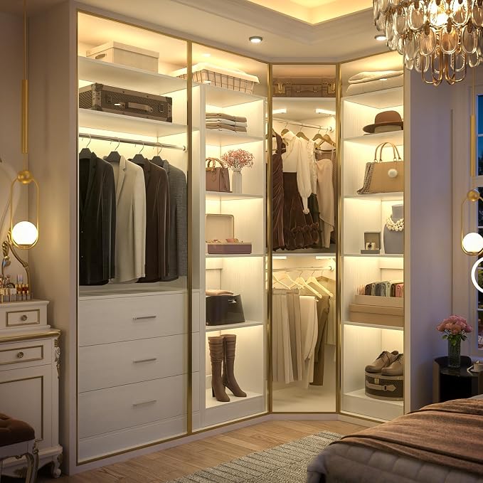 Corner Closet System with 3 Drawers, Corner Closet Organizer System with 13 - Image 3
