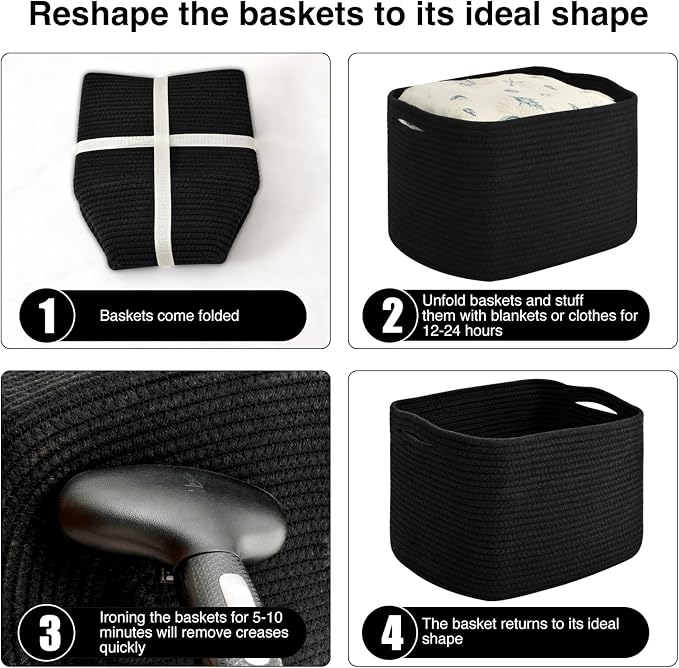 Storage Baskets for Organizing & Shelves, Woven Cotton Rope Organization Bins - Image 7