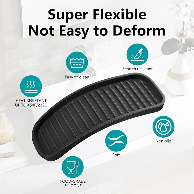 Silicone Sponge Holder Kitchen Sink Organizer Tray Dish Caddy Soap Dispenser - Image 2