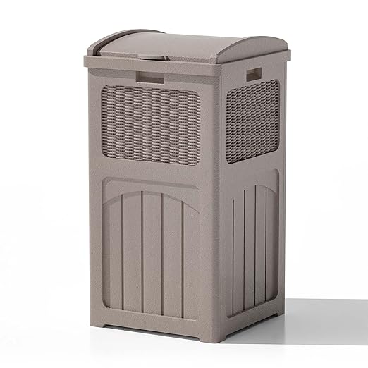 Patiowell 36 Gallon Outdoor Trash Can, Resin Outdoor Garbage Can by Patiowell