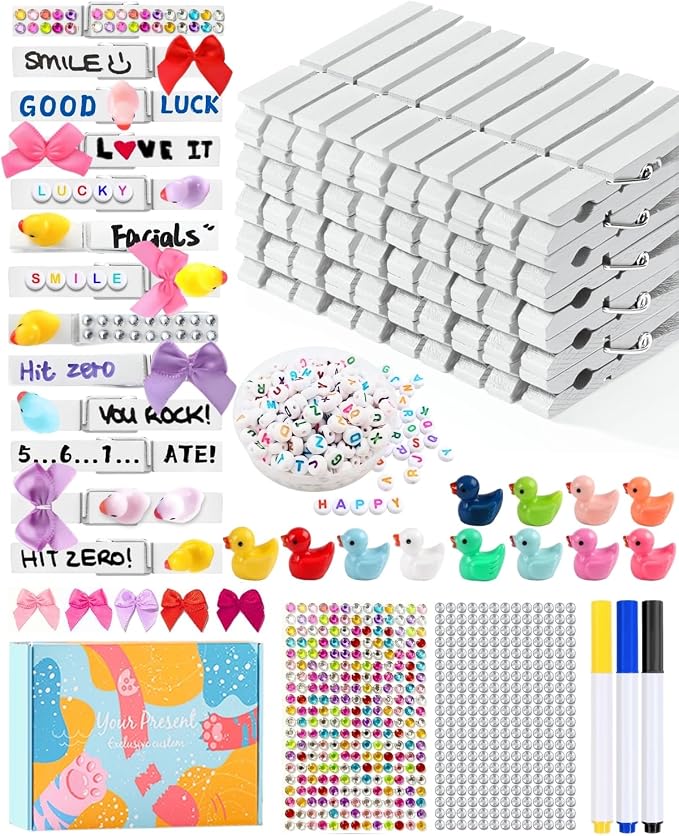 Cheer Pins for Backpack Cheer Stuff Kit 70 White Colored Clothes Pins by SFSOONEAT