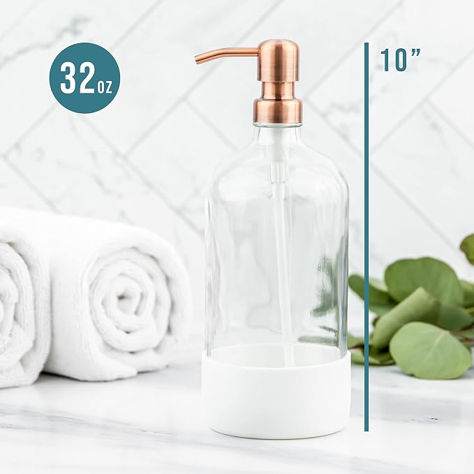 32 oz Glass Pump Bottle Rustproof Stainless Steel Pump, and Lids. Modern - Image 2