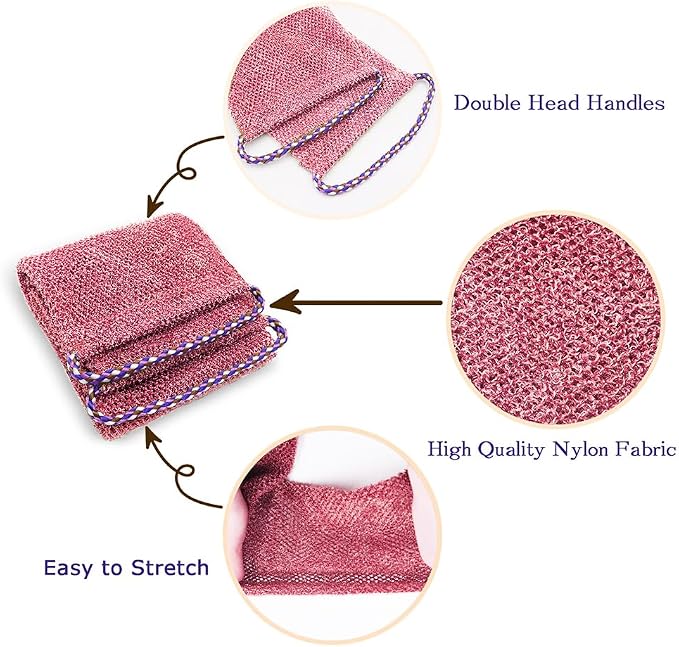 African Net Sponge with Handles 3 Pieces Long African Exfoliating Net Washcloth - Image 5