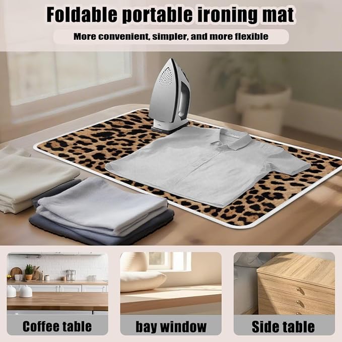 Leopard Print Iron Mat Blanket Travel Foldable Ironing Pad Fabric Ironing Board - Image 6
