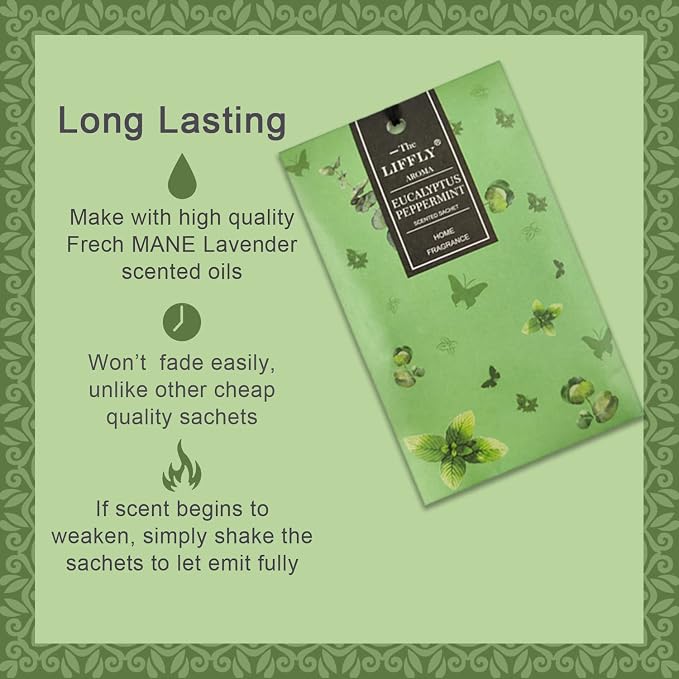14 Packs Eucalyptus Peppermint Scented Sachets Bag fit Drawers and Closets Long - Image 2
