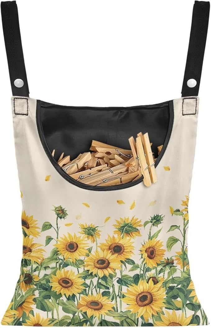 Sunflower Clothespin Bag, Hanging Laundry Bag, Hanging Storage Organizer by Unknown
