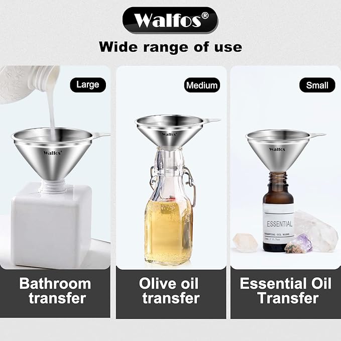 WALFOS Mini Stainless Steel Funnels, - Image 5