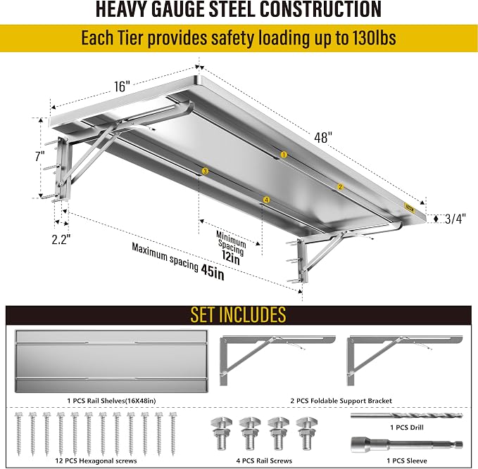 1.3x4ft Adjustable Rail Type Folding Storage Rack Shelf, Suitable - Image 3
