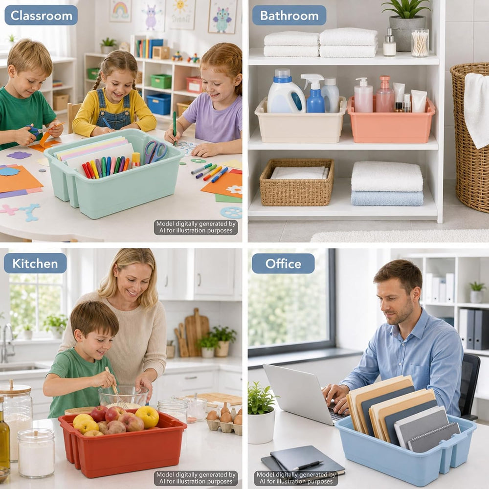 gisgfim 6 Pack Classroom Stacking Bins Stackable Plastic Book Bin Durable Sto...