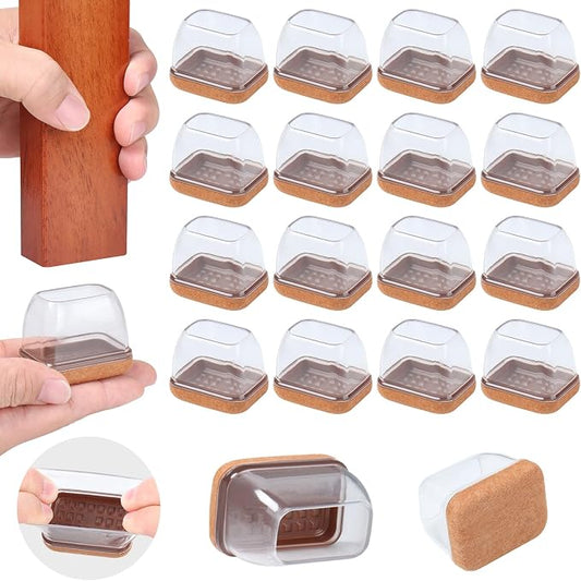 Ezprotekt 16 Pcs Rectangle Clear Silicone Chair Leg Floor Protectors by VisittheEzprotekt