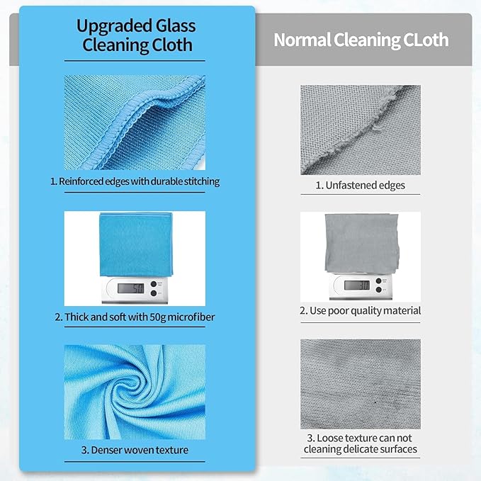 HOMERHYME Microfiber Glass Cleaning Cloth, 12 Pack Window Glass Cleaning Rags - Image 6