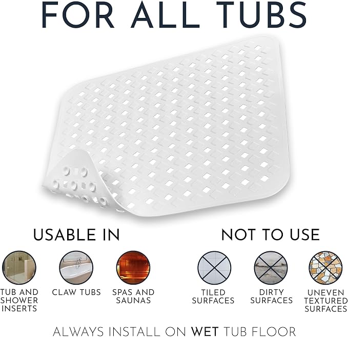 Homerella Anti Slip Shower Mat | Anti Mold Non Slip Bathtub Mat - Image 2