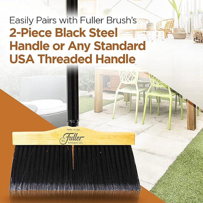 10” Upright Broom with 2 Piece Black Steel Threaded Handle - Image 6
