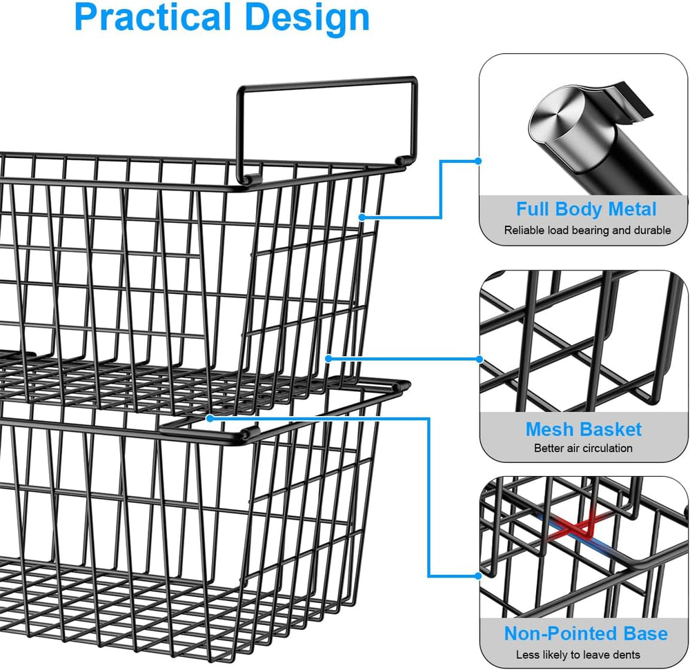 Orgneas Freezer Organizer Bins Baskets for Chest Deep Freezer 4Pcs