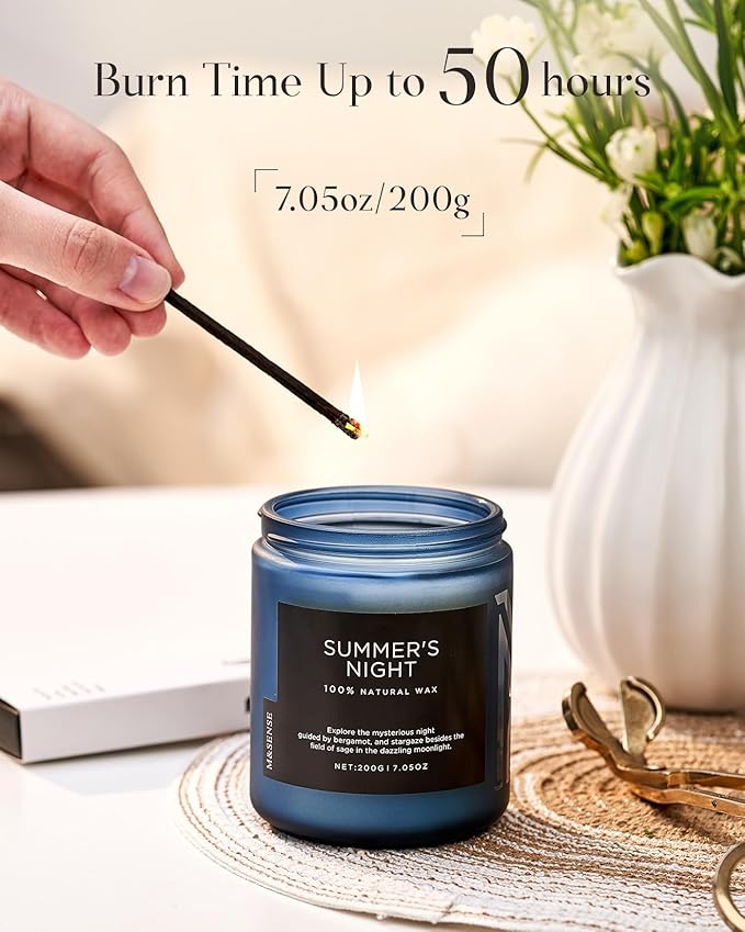 M&SENSE Summer's Night Scented Candle, All Natural Soy Wax Clean Non Toxic - Image 4