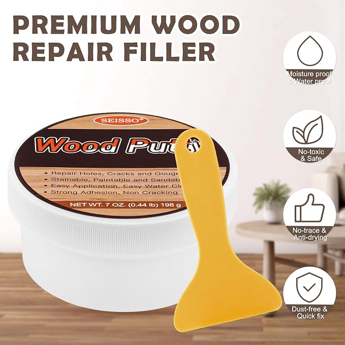 SEISSO Wood Putty, Wood Putty Outdoor Waterproof, Wood Repair Putty Stainable - Image 6