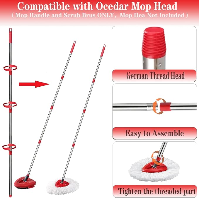 Spin Mop Replacement Handle and Mop Base Replacements - Image 3